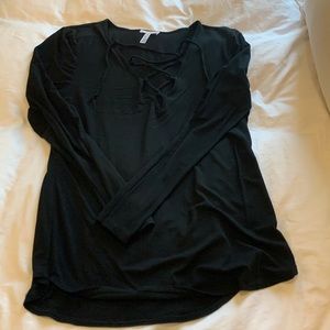 Leith lace up front top